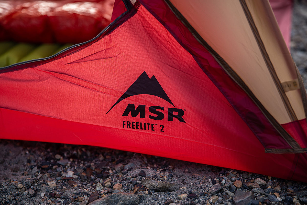 MSR FreeLite 2 backpacking tent (logo closeup)